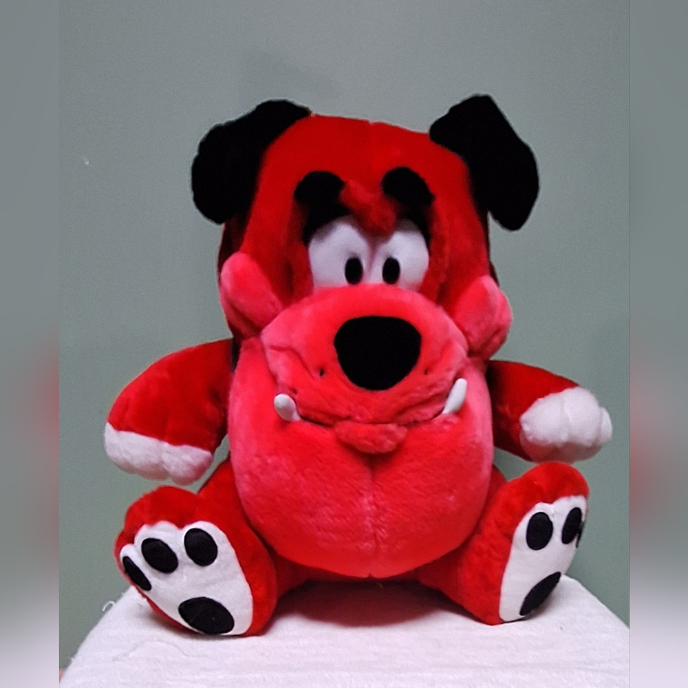 Bulldog Plush Vintage Toy 1990's Red Dog 15"